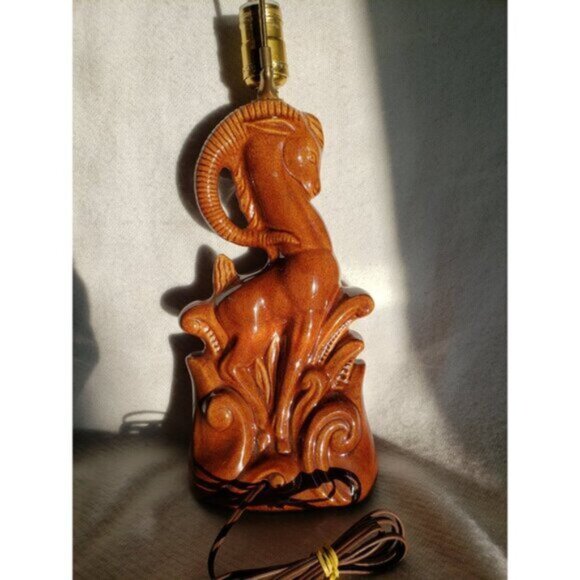 Vintage Ceramic Gazelle Lamp 1950s MCM Art Pottery Royal Haeger Style - Picture 4 of 10